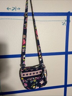 Vera Bradley Navy Crossbody with Pink Floral Pattern